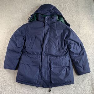 Eddie Bauer Jacket Mens Large Blue Goose Down Insulated Parka Hooded Heavy‎ Coat